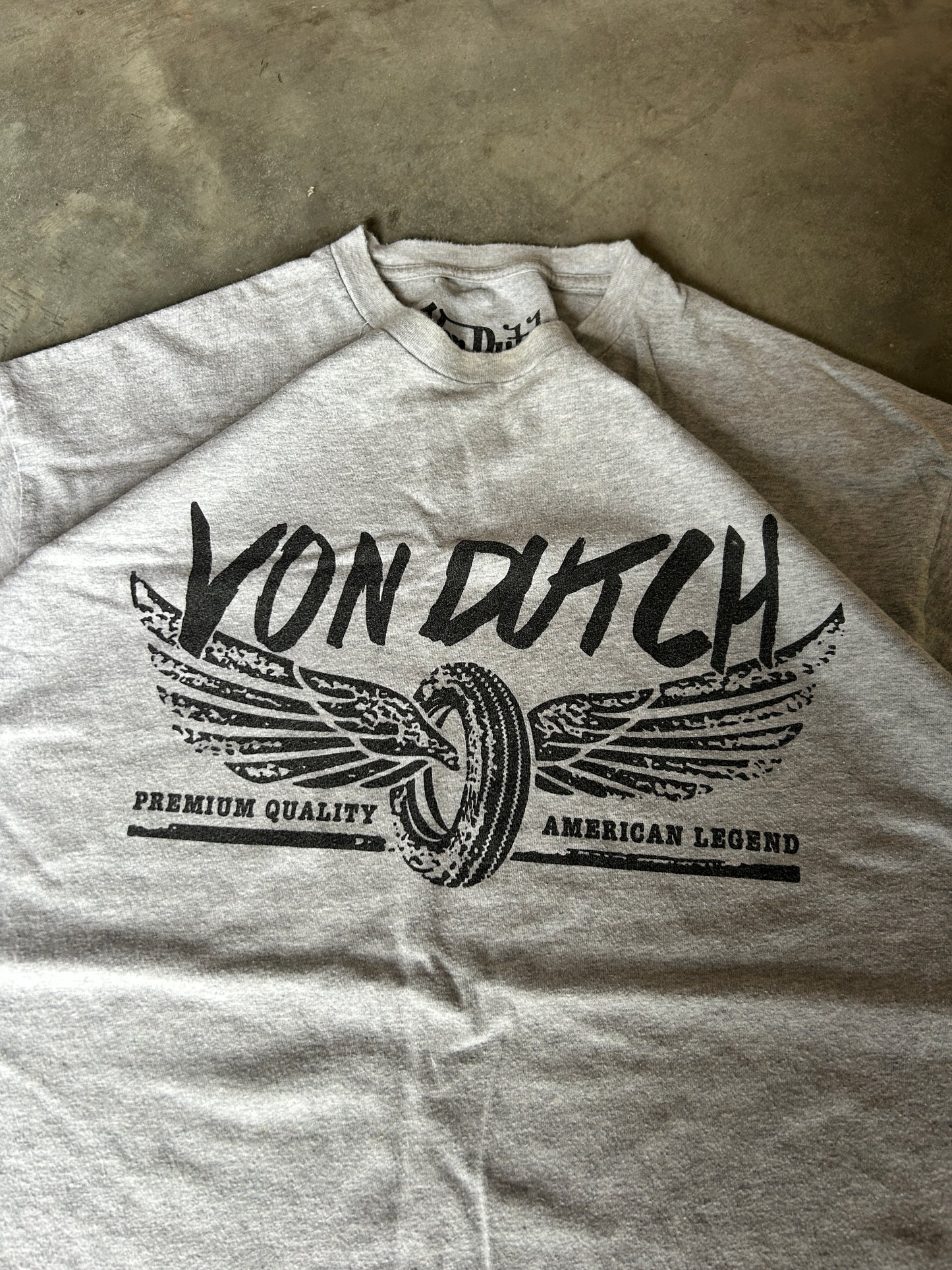 Y2K Grey Von Dutch Tire Tee (XL)