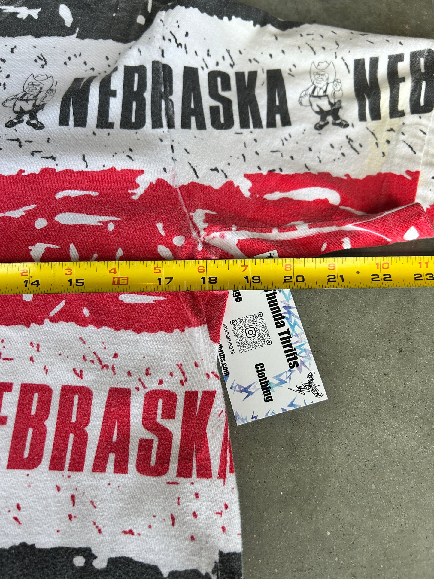 Vintage Nebraska Collegiate All Over Print Tee (M)