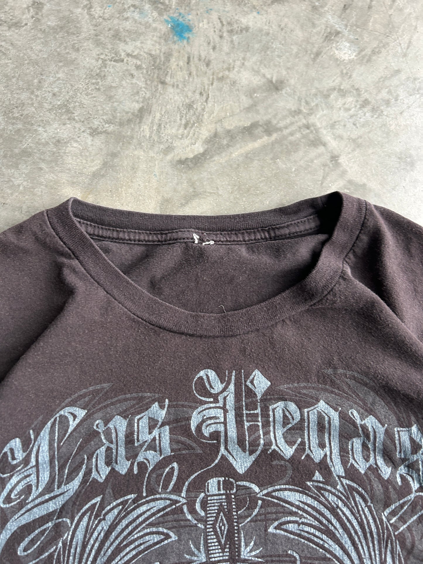 Y2K Black Las Vegas Sin City Skull Tee (XL)