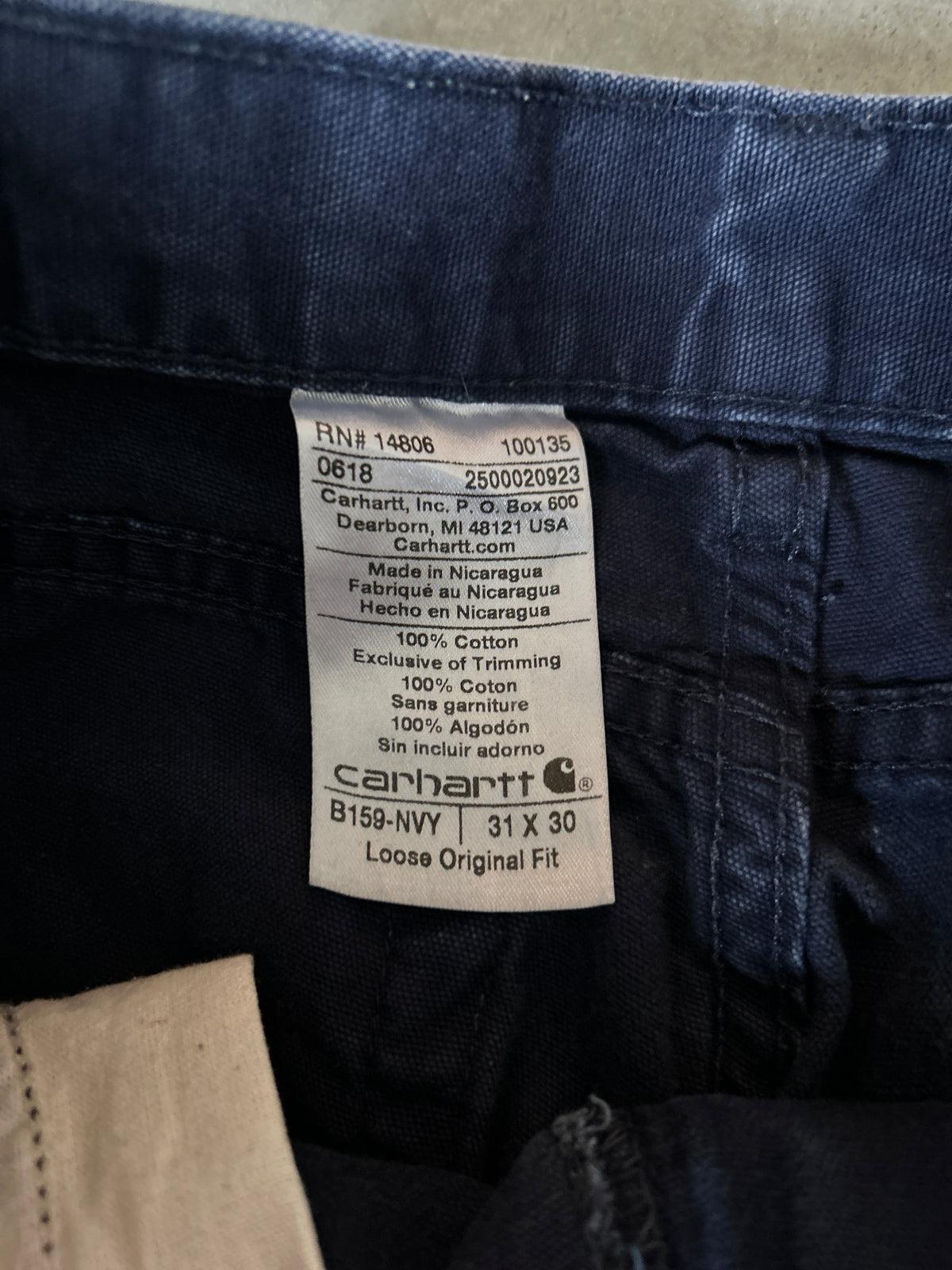 Navy Blue Carhartt Cutoff Shorts (31W)